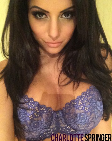 Strips her hot purple lingerie